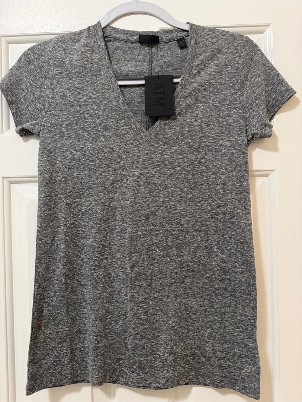 ATM Anthony Thomas Melillo Heather Gray V‑Neck Short Sleeve Tee